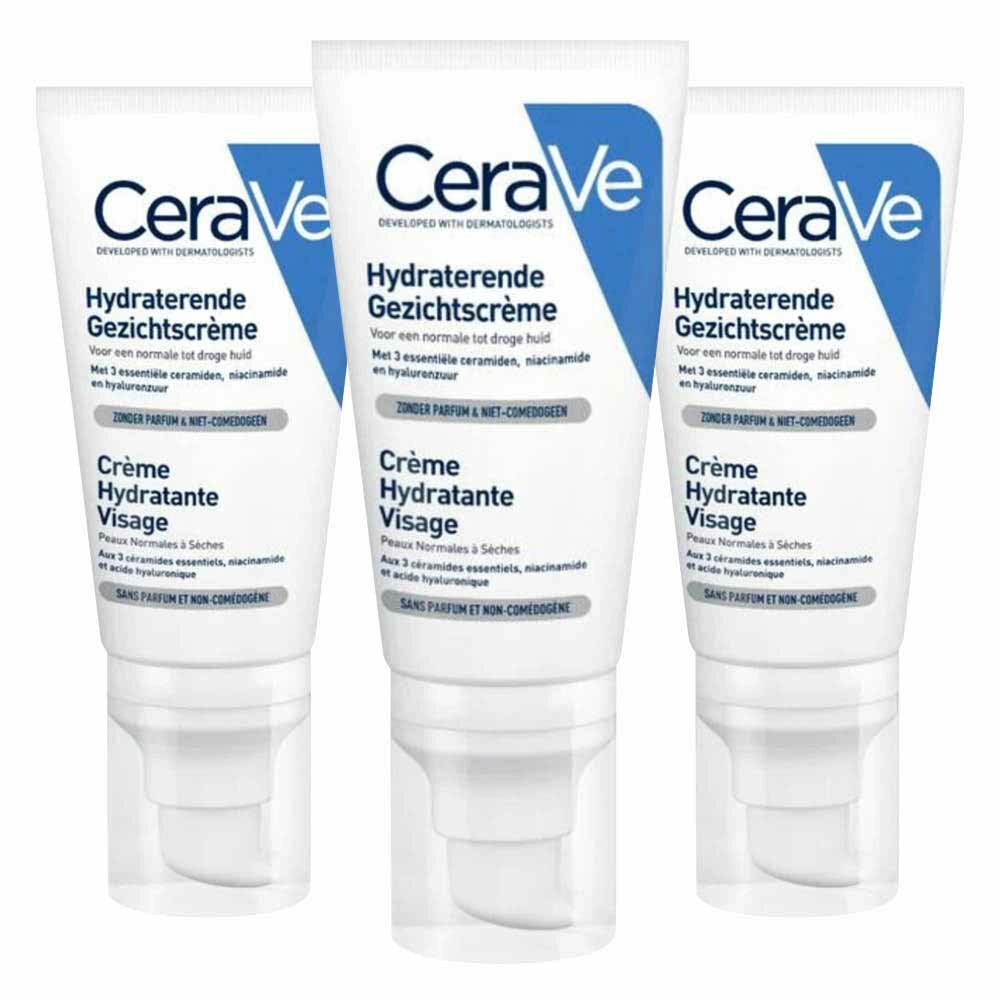 3x CeraVe Hydraterende Gezichtscrème 52 ml