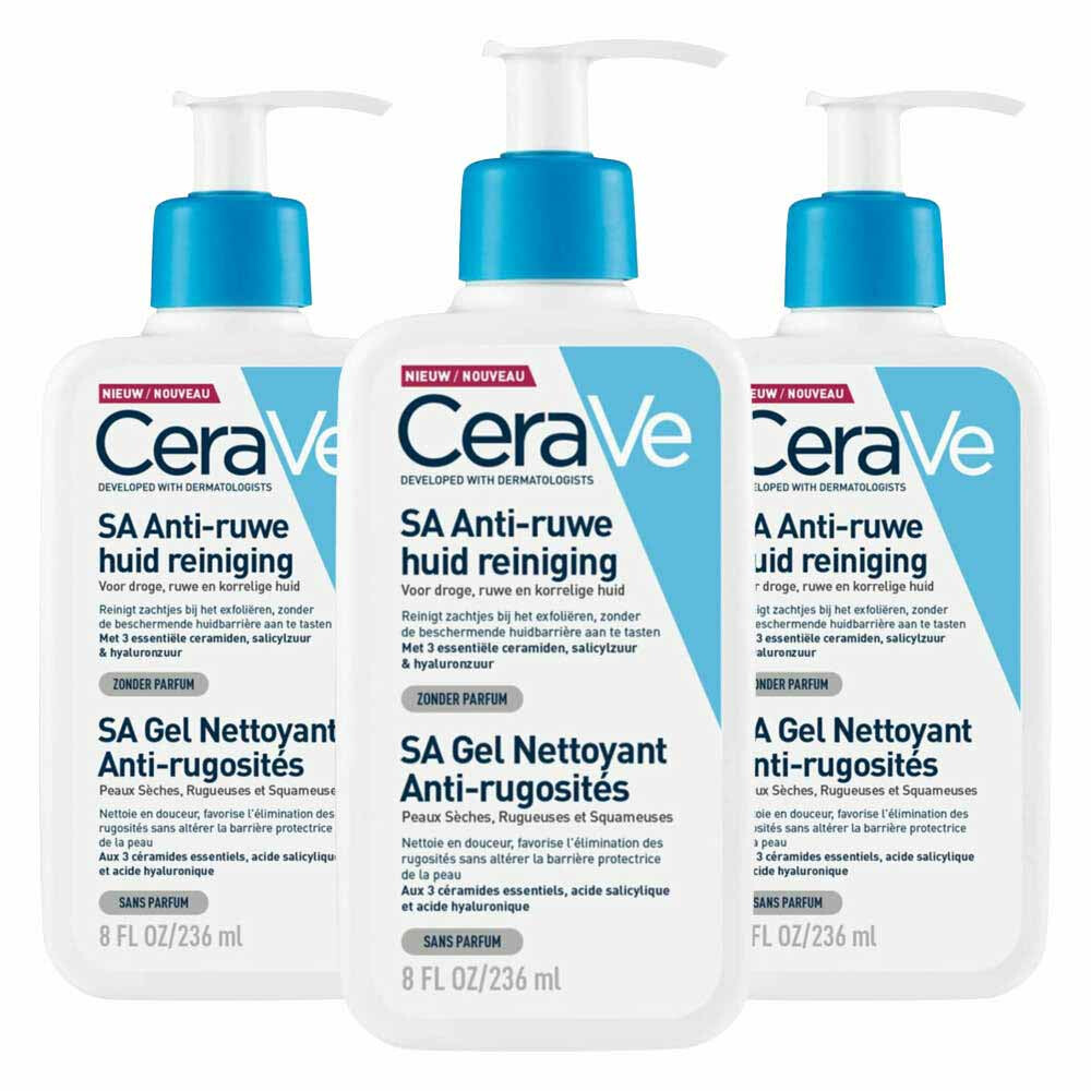 3x CeraVe SA Anti-Ruwe Huid Reiniging 236 ml