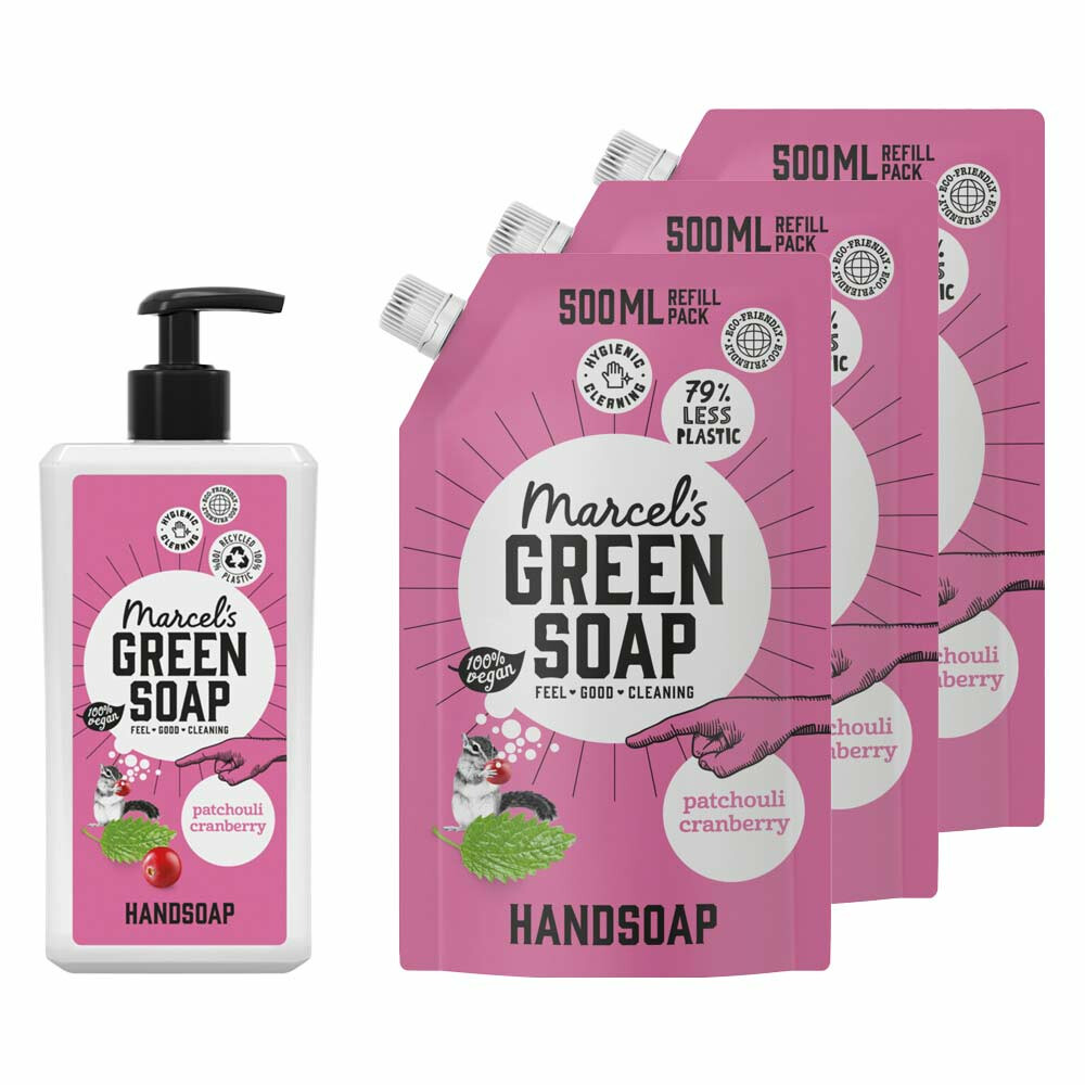 Marcel's Green Soap Patchouli&Cranberry Handzeep Pakket