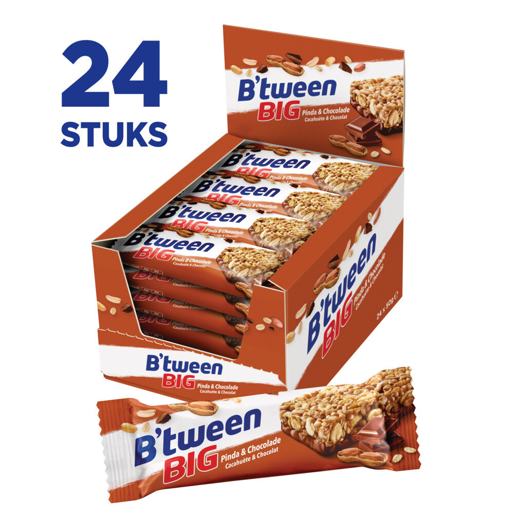 3x Hero B'tween BIG Mueslireep Pinda&Chocolade 24 x 50 gr