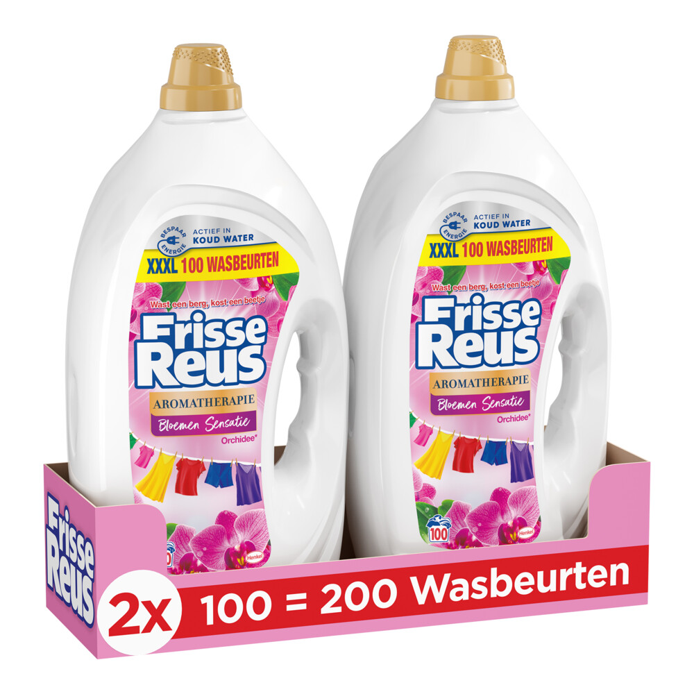 2x Witte Reus Wasmiddel Frisse Reus Gel Orchidee 100 Wasbeurten 4,5 liter