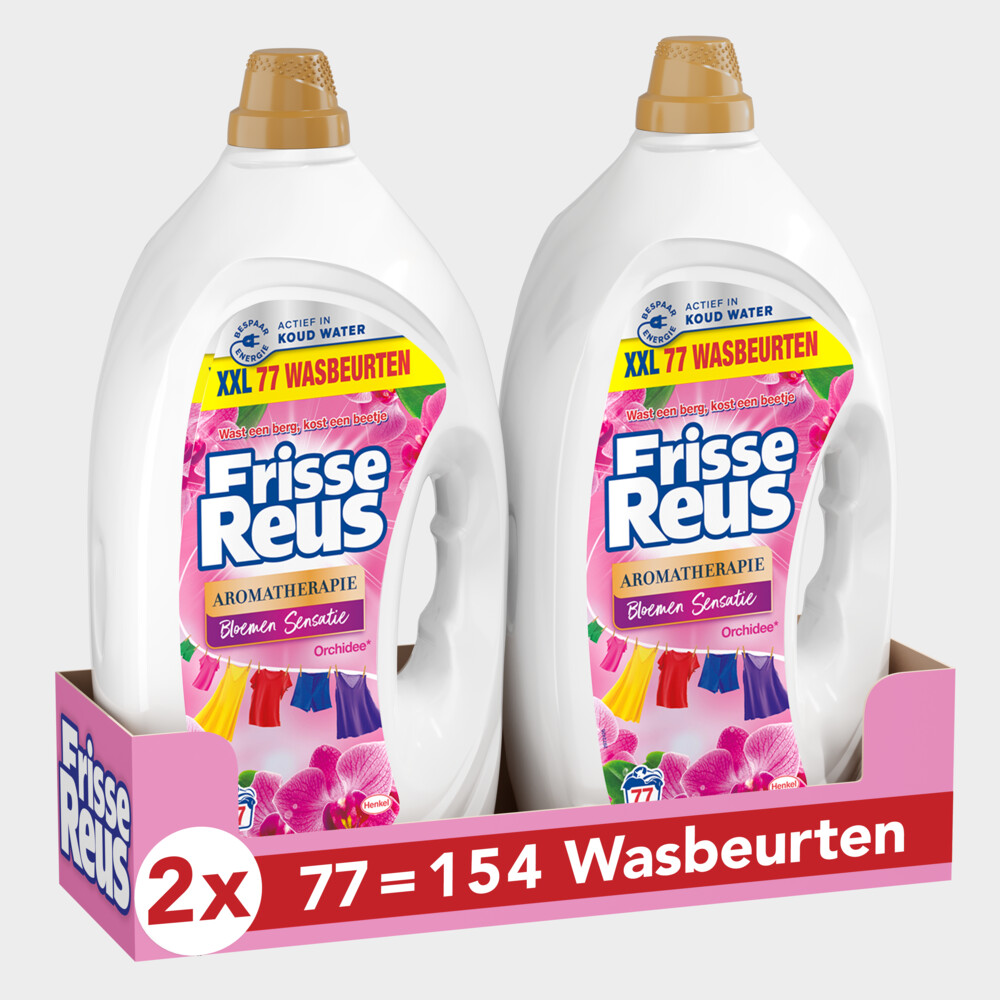 2x Witte Reus Wasmiddel Frisse Reus Gel Orchidee 77 Wasbeurten 3,465 liter