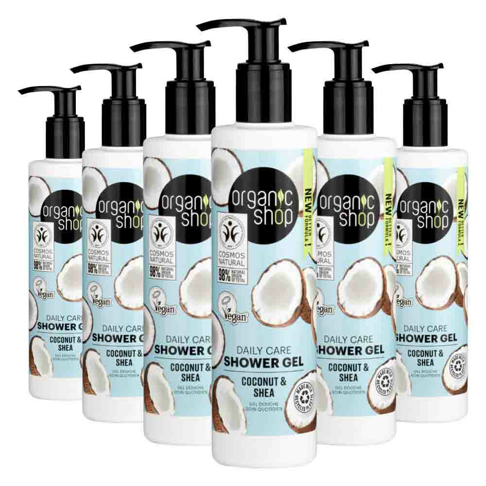 6x Organic Shop Daily Care Coconut and Shea Shower Gel 280 ml