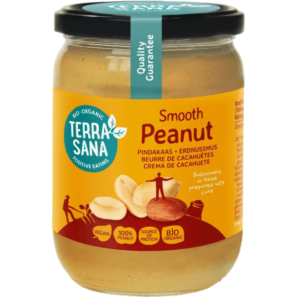 2x Terrasana Pindakaas Fijn Biologisch 500 gr