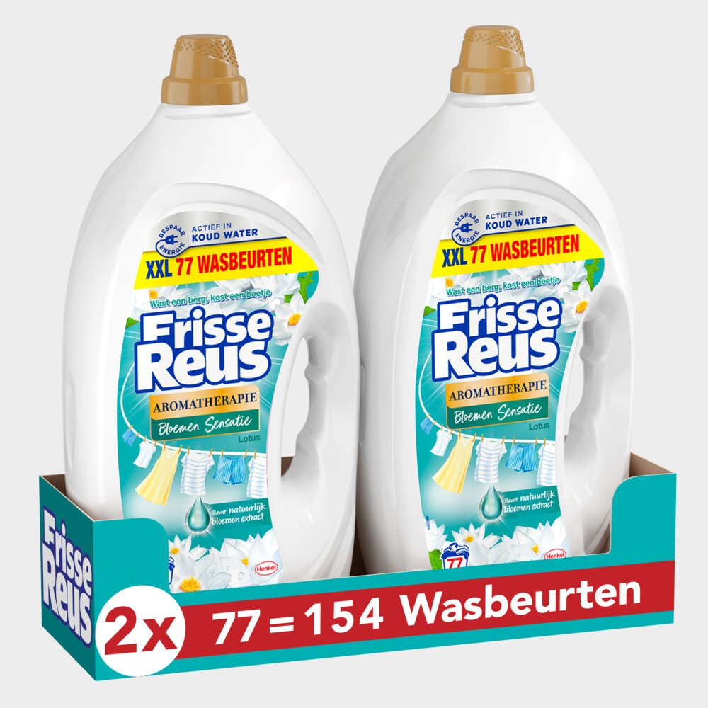 2x Witte Reus Wasmiddel Frisse Reus Gel Lotus 77 Wasbeurten 3,465 liter