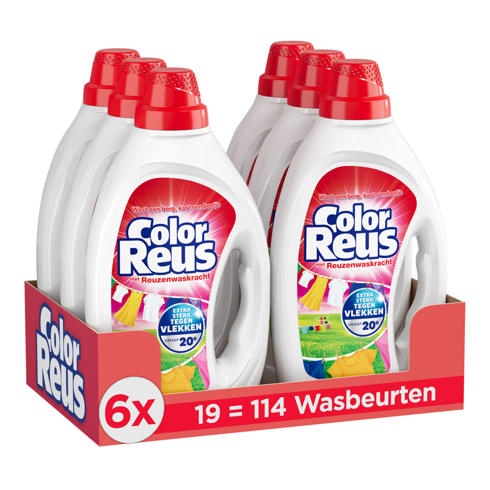 6x Witte Reus Wasmiddel Color Reus Gel 19 Wasbeurten 855 ml