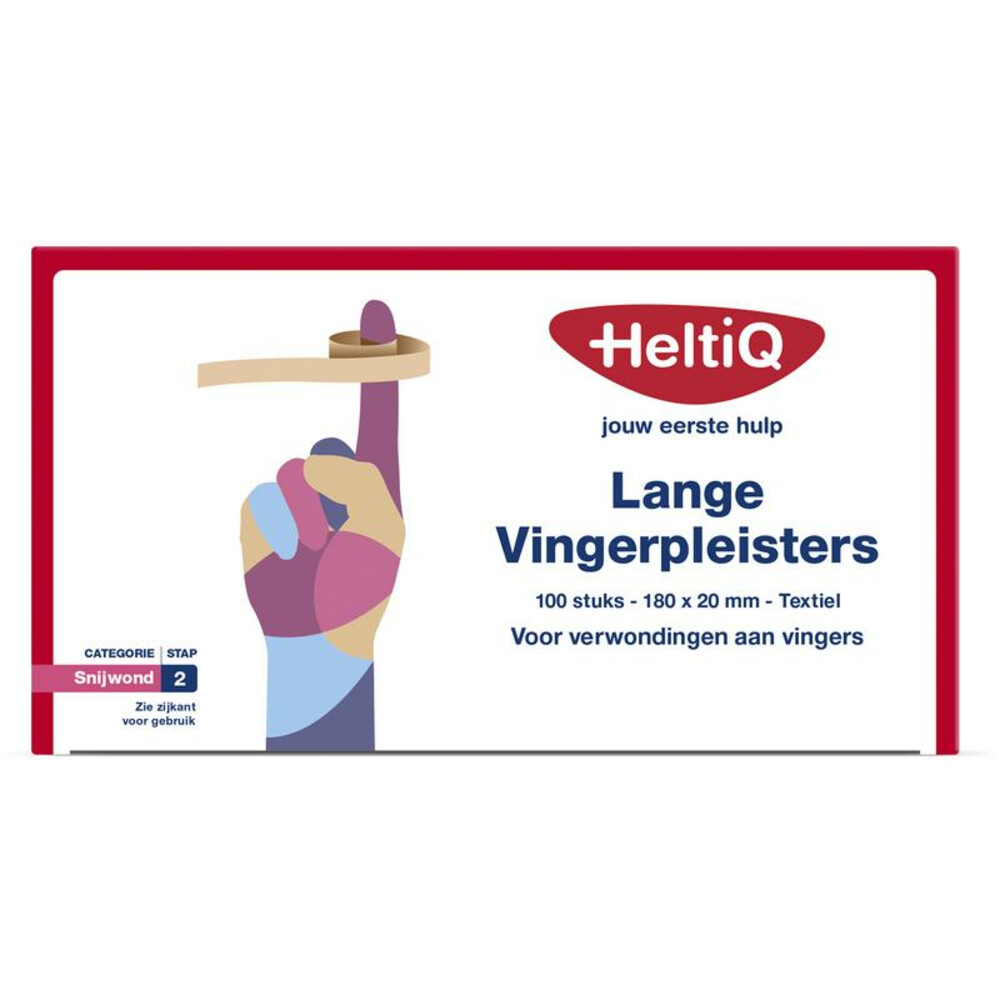 10x HeltiQ Lange Vingerpleisters Textiel 180 x 20 mm 100 stuks