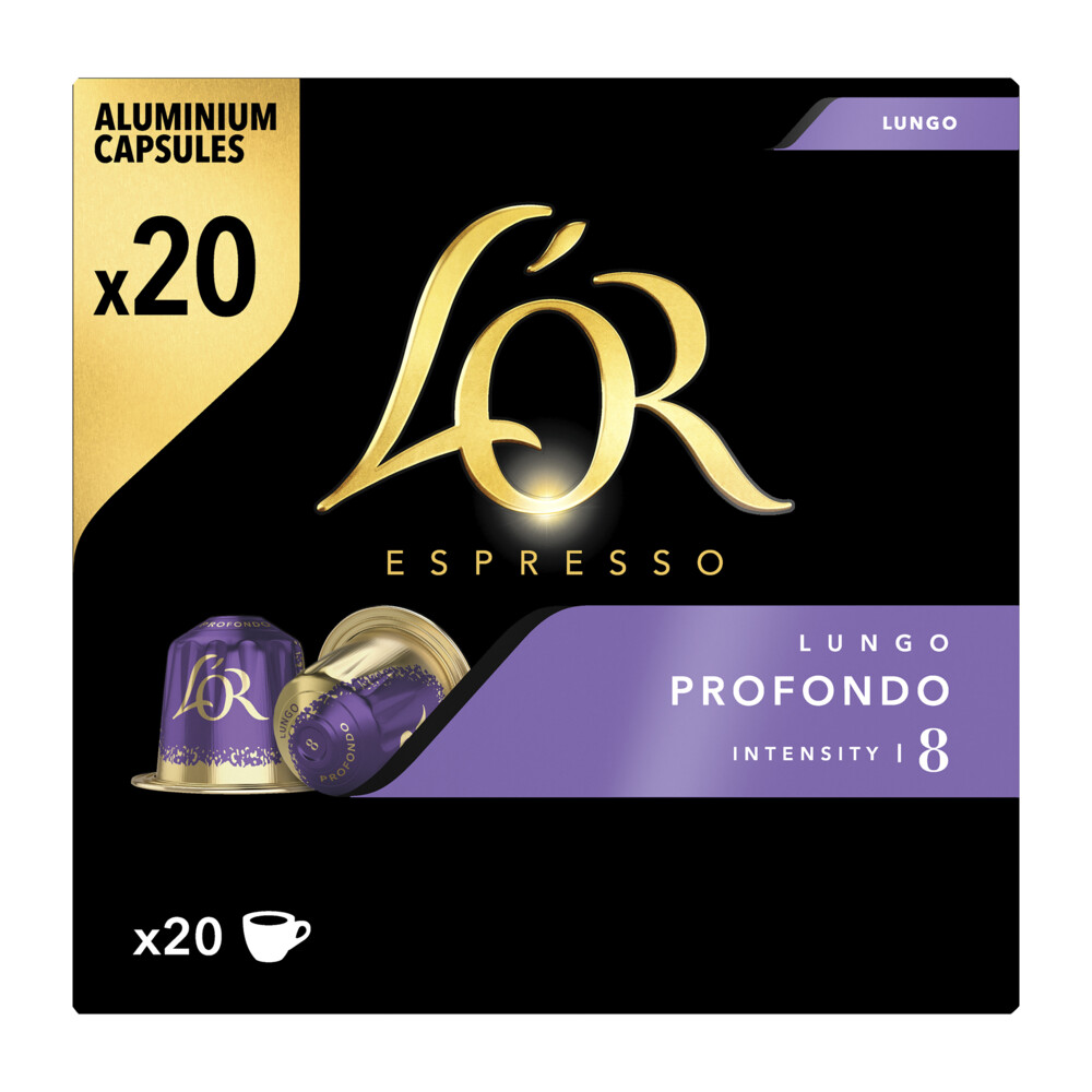 Douwe Egberts koffiecapsules L'or Intensity 8, Lungo Profondo, pak van 20 capsules