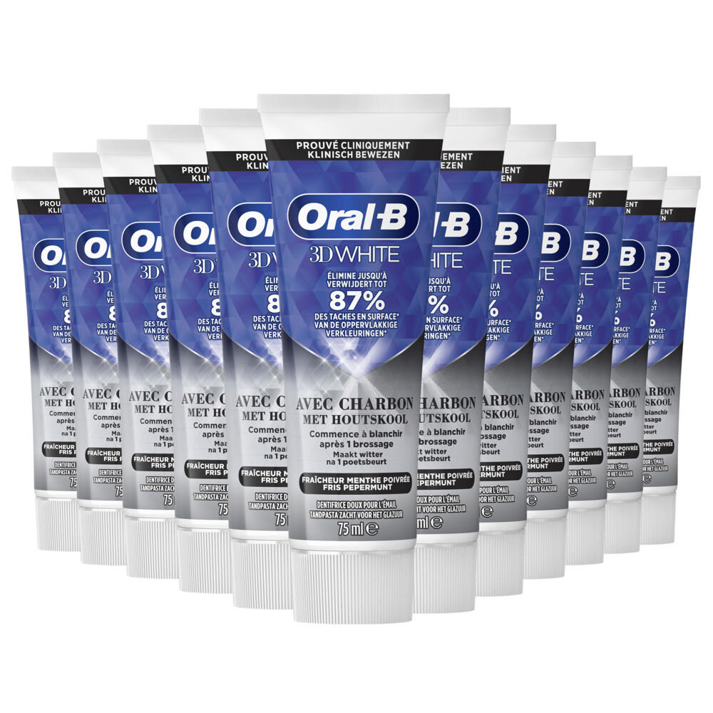 12x Oral-B Tandpasta 3D White Houtskool 75 ml