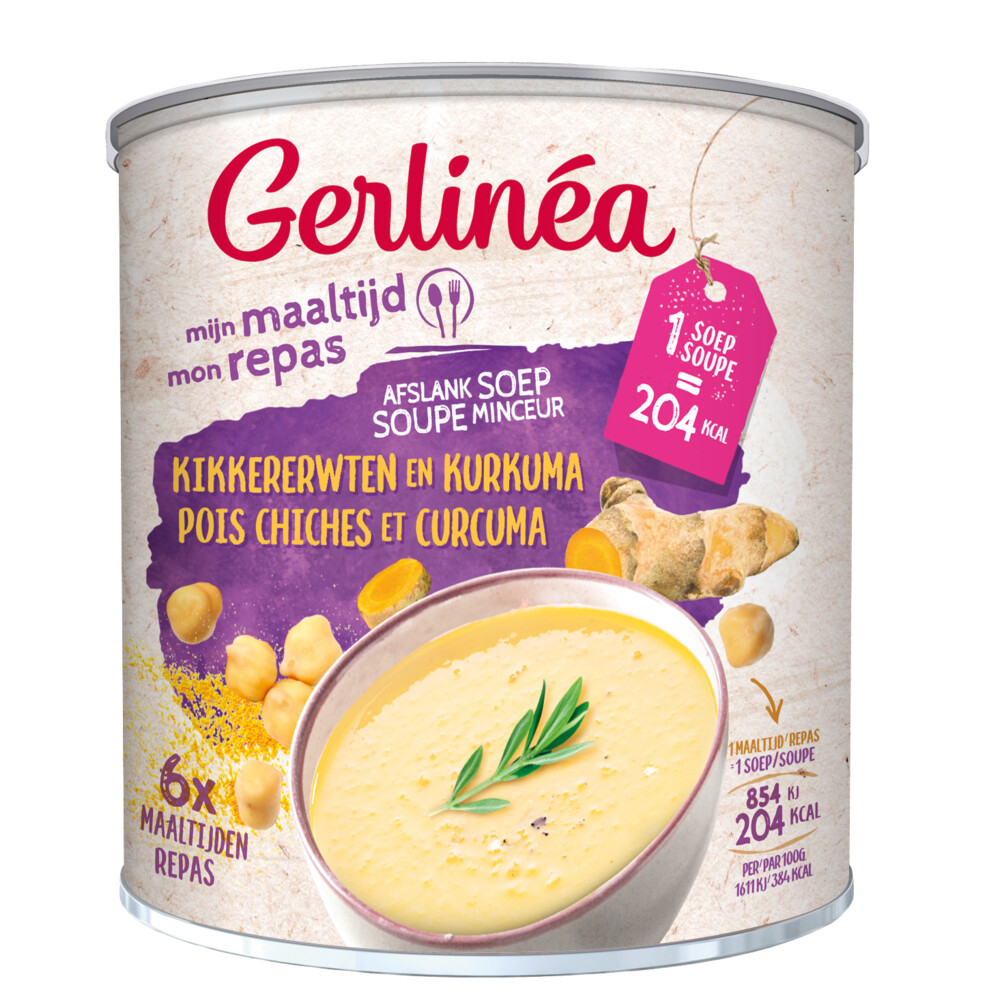 4x Gerlinea Maaltijdsoep Kikkererwten - Kurkuma 318 gr