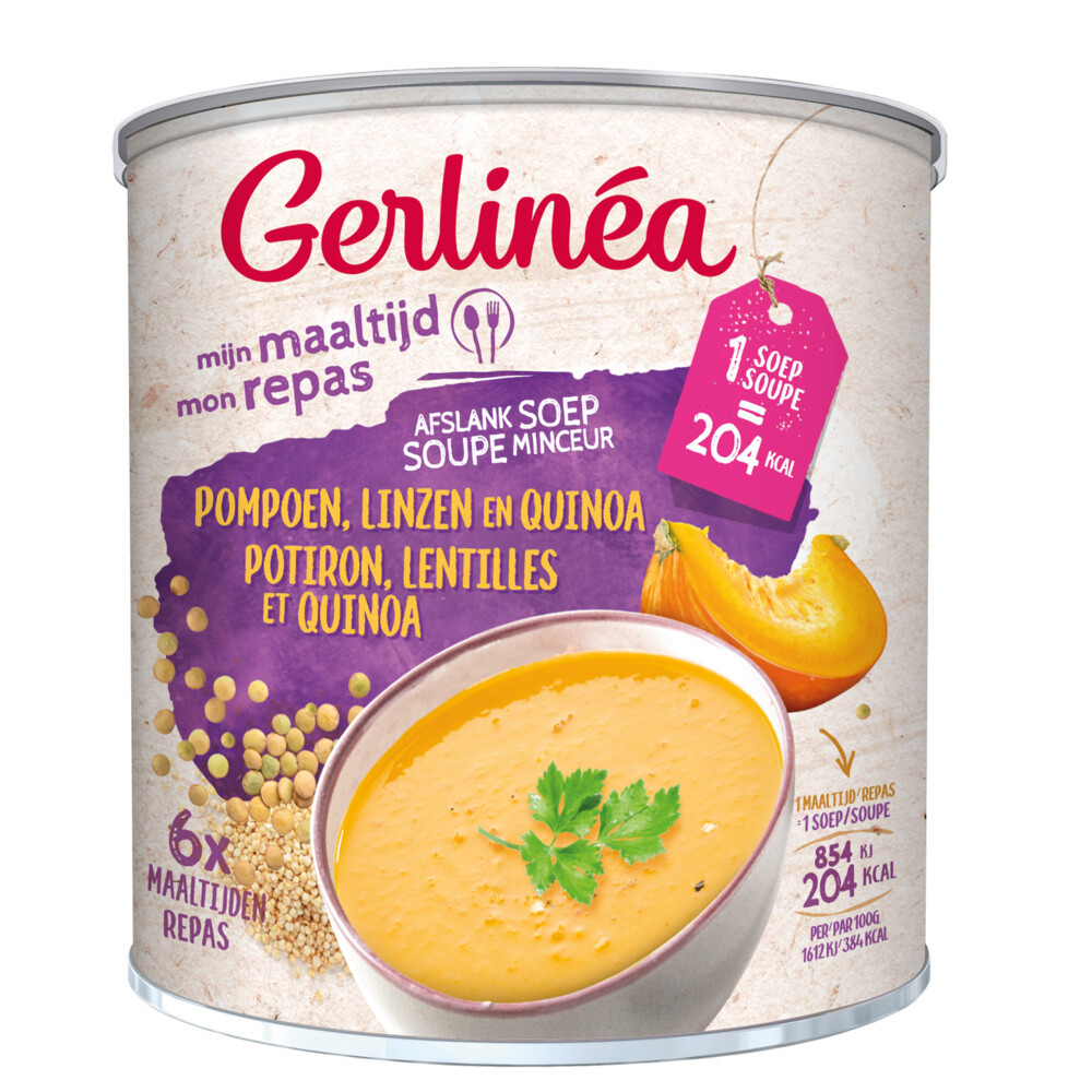 3x Gerlinea Maaltijdsoep Pompoen - Linzen - Quinoa 318 gr