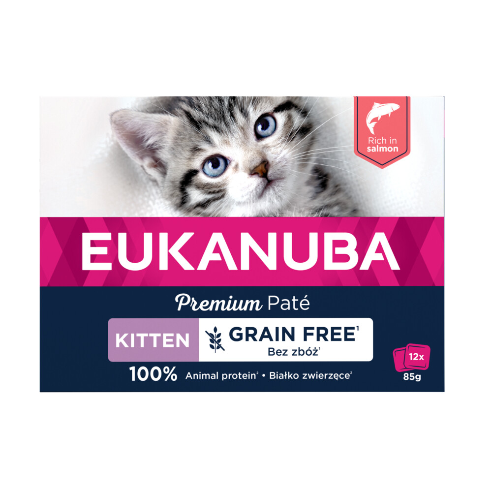 Eukanuba Zalm Pate Graanvrij Kitten Multi-Pack 12 x 85 gr
