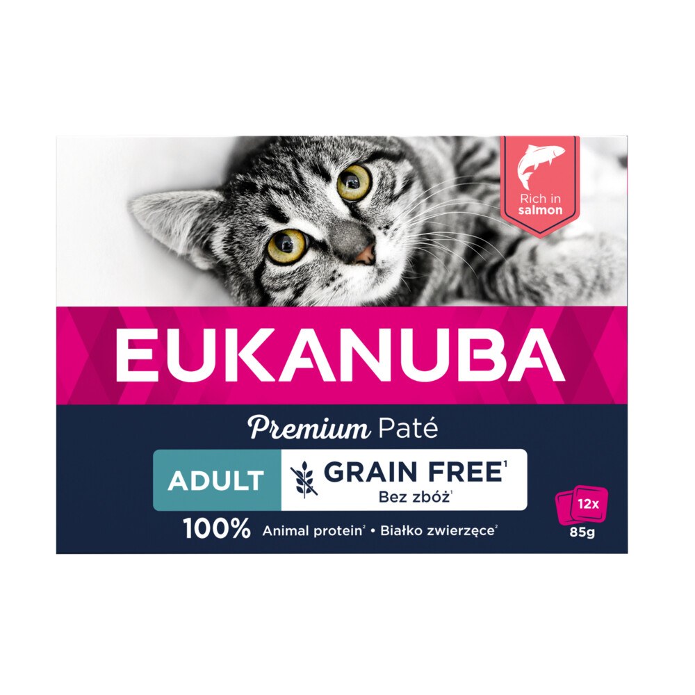 Eukanuba Zalm Pate Graanvrij Adult Kat Multi-Pack 12 x 85 gr