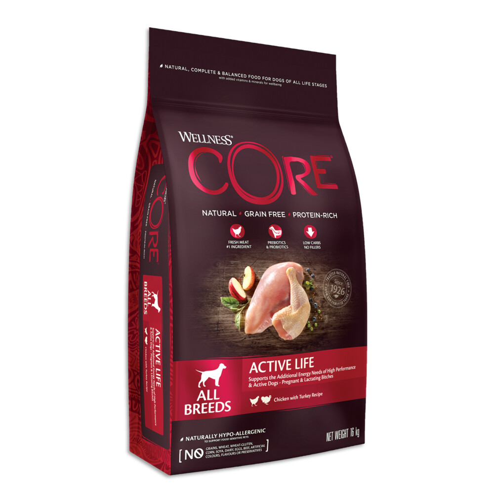 Wellness Core Hondenvoer All Breeds Active Life Kalkoen&Kip 10 kg