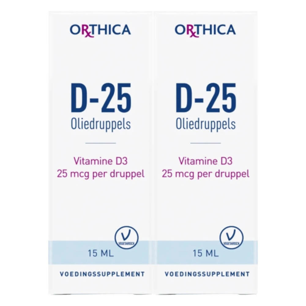 2x Orthica Vitamine D-25 Oliedruppels 15 ml