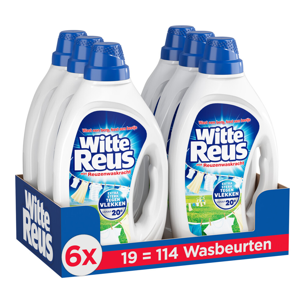 6x Witte Reus Wasmiddel Gel 19 Wasbeurten 855 ml