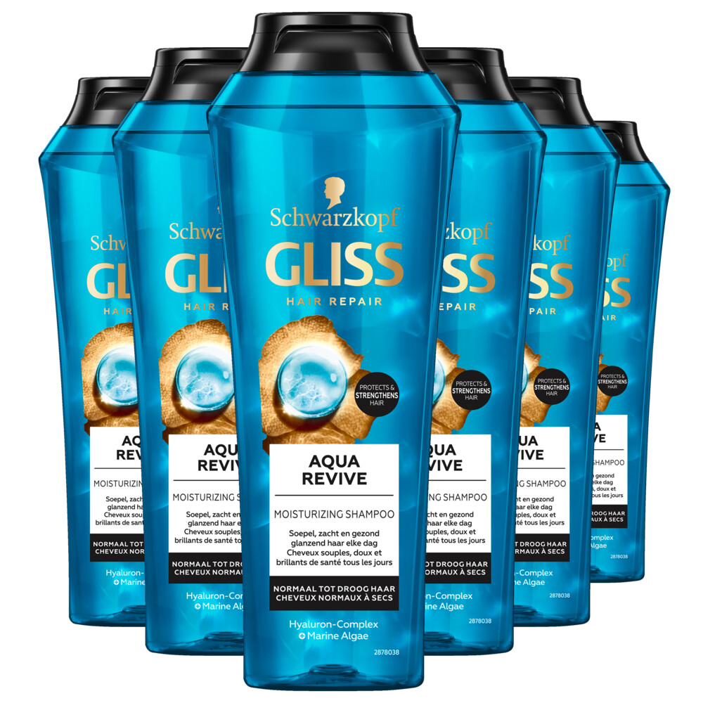 6x Gliss Aqua Revive Shampoo 250 ml
