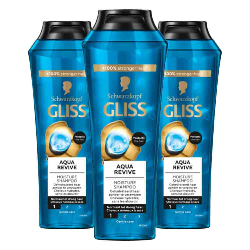 3x Gliss Aqua Revive Shampoo 250 ml
