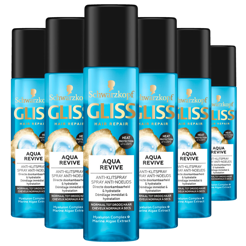 6x Gliss Aqua Revive Anti-Klit Spray 200 ml