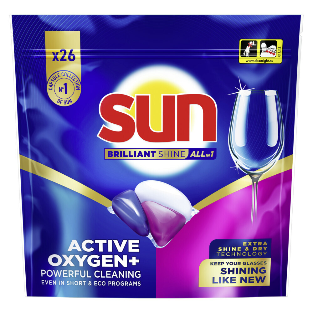 5x Sun Brilliant Shine All-in 1 Vaatwascapsules 26 stuks