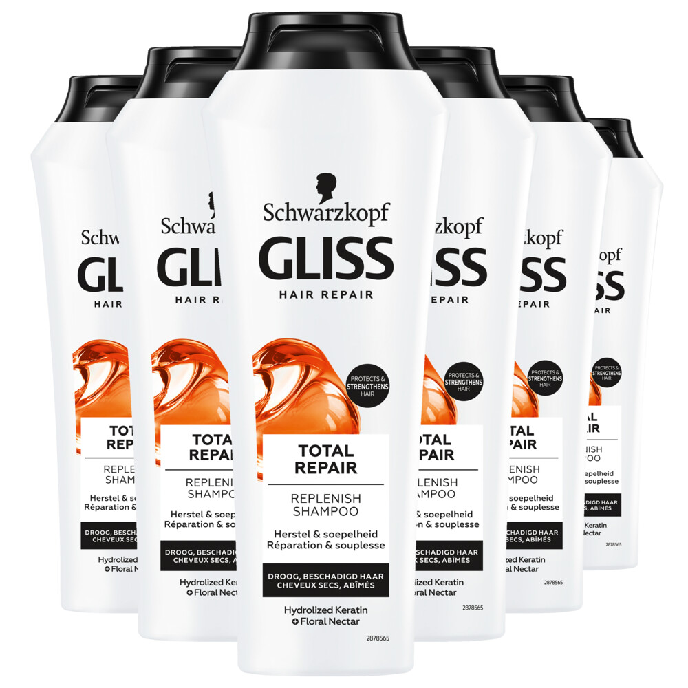 6x Gliss Total Repair Shampoo 250ml