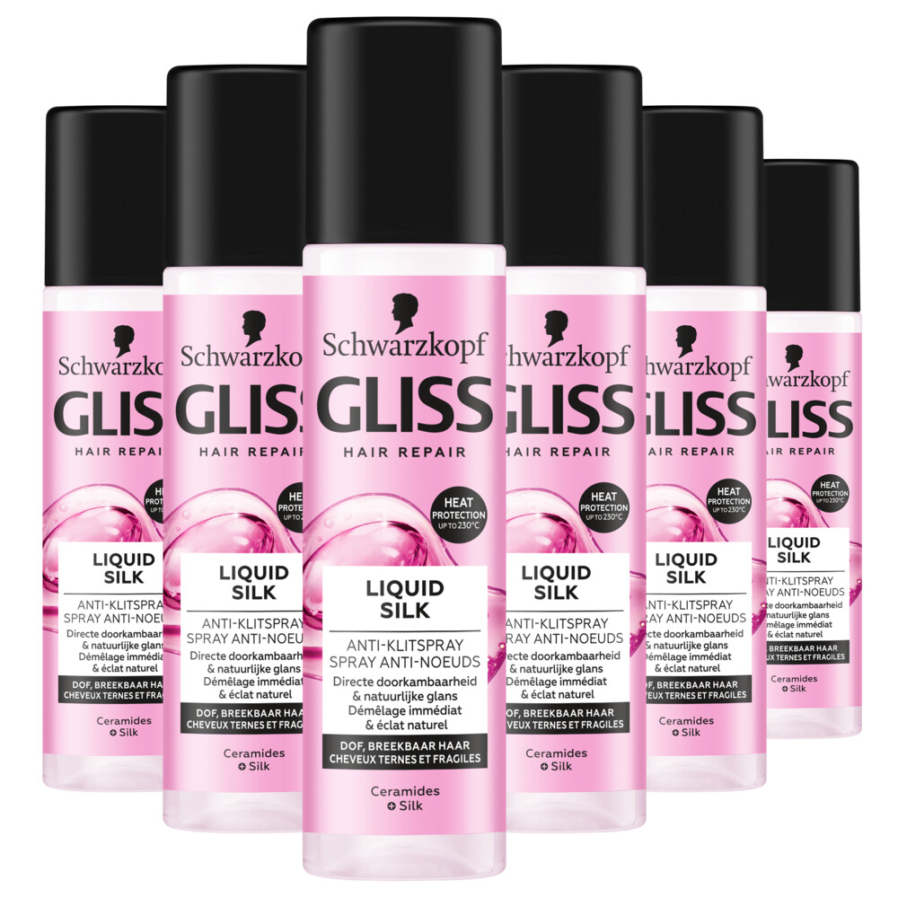 6x Gliss Kur Anti-Klit Spray Liquid Silk 200 ml