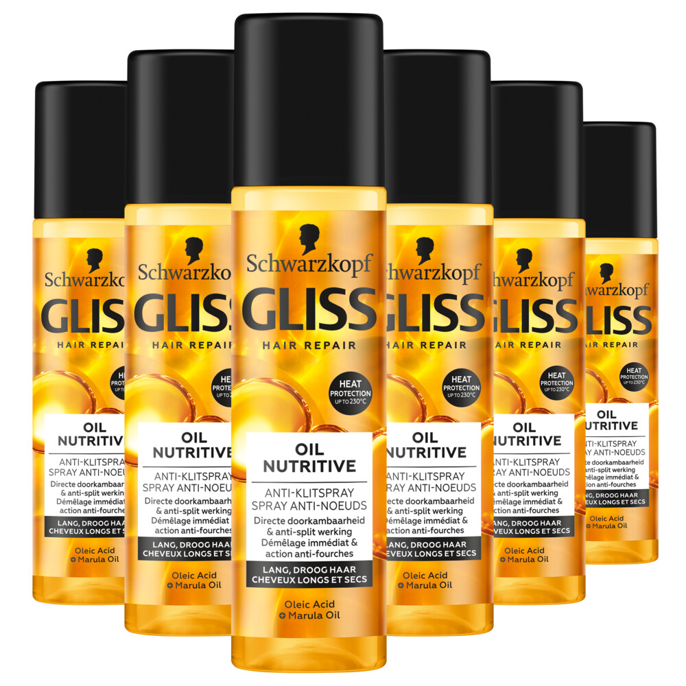 6x Gliss Anti-Klit Spray Oil Nutritive 200 ml