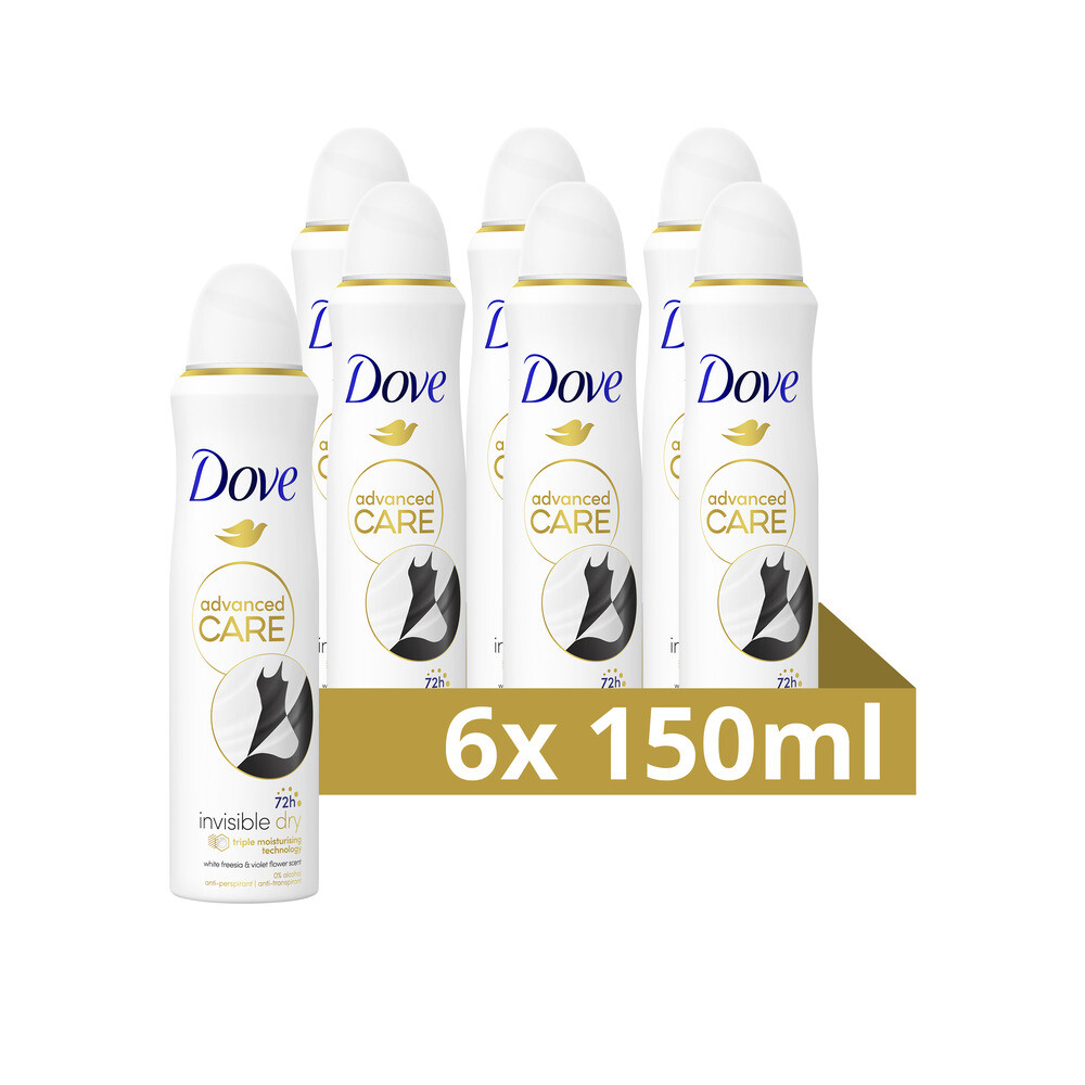 Dove Advanced Care Invisible Dry Anti-Transpirant Deodorant Spray 6 x 150 ml Voordeelverpakking