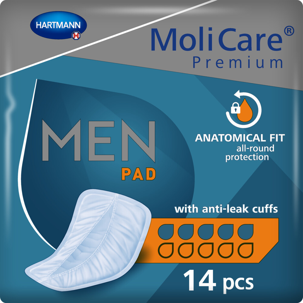 4x Molicare Premium Men Pad 5 Druppels 852 ml Absorptie 14 stuks