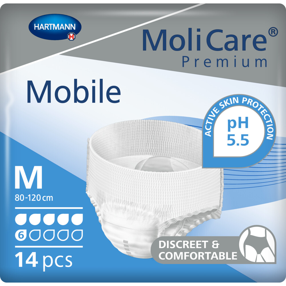 6x Molicare Premium Mobile 6 Druppels Medium 1662 ml Absorptie 14 stuks