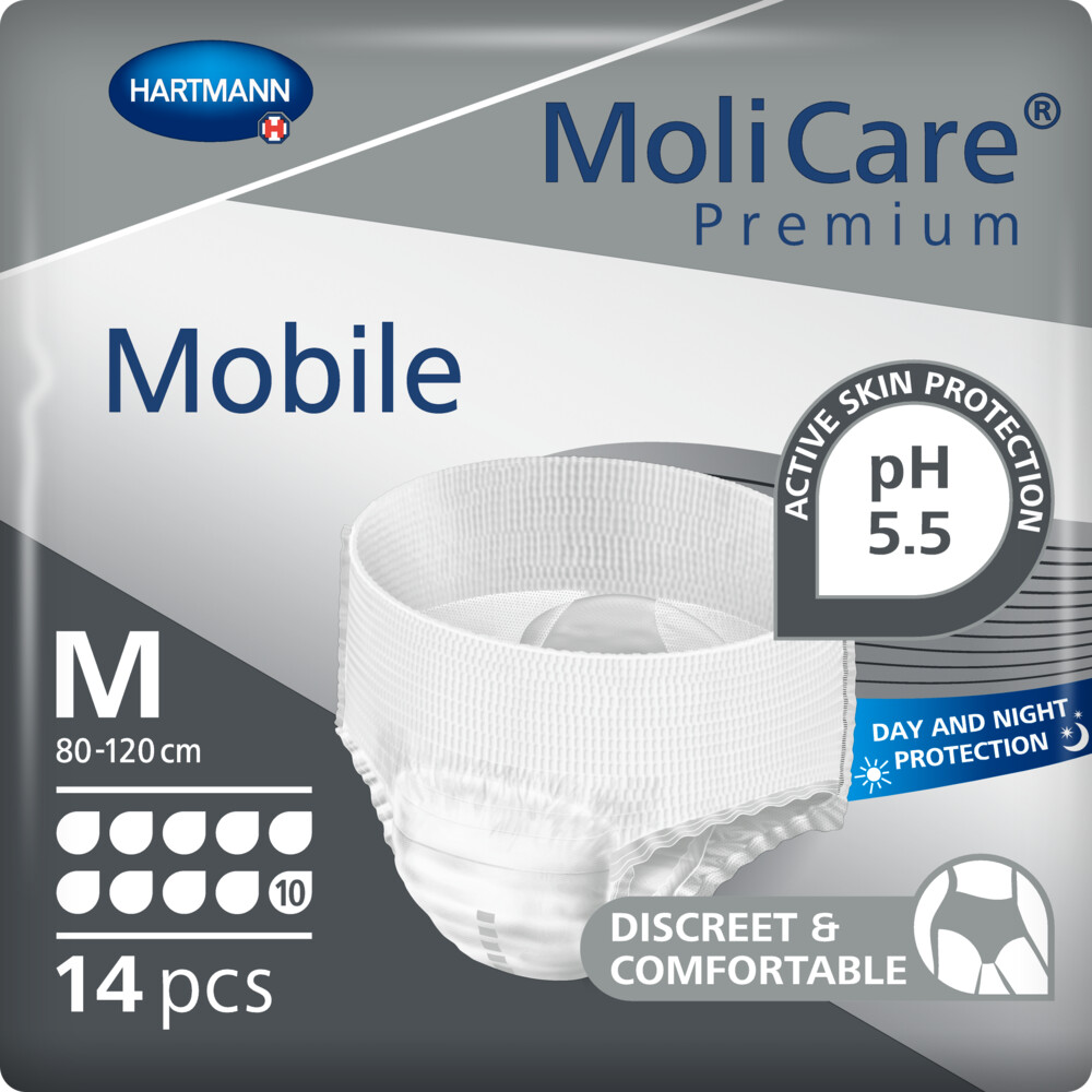 6x Molicare Premium Mobile 10 Druppels Medium 2421 ml Absorptie 14 stuks