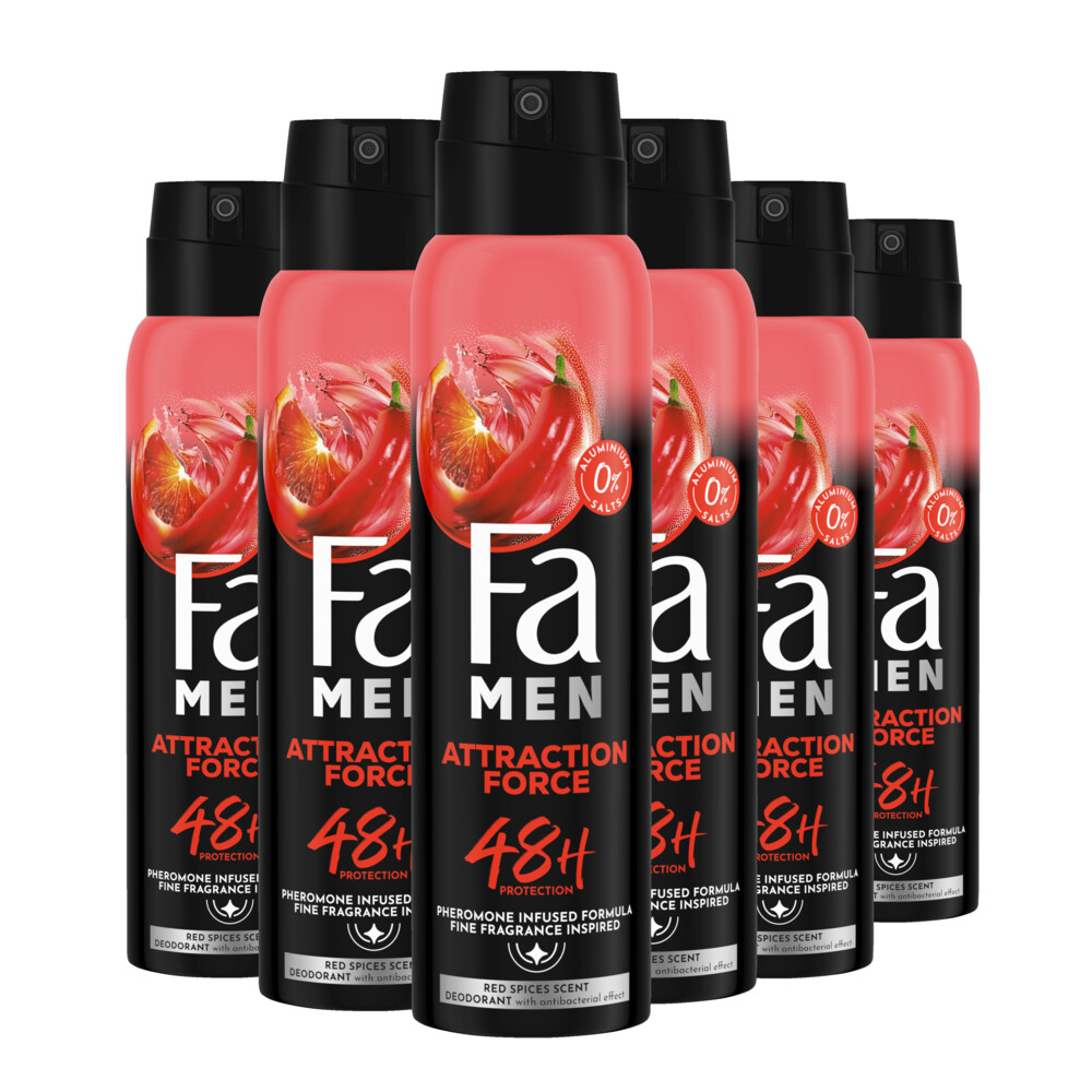 6x Fa Men Deodorant Spray Attraction Force 150 ml