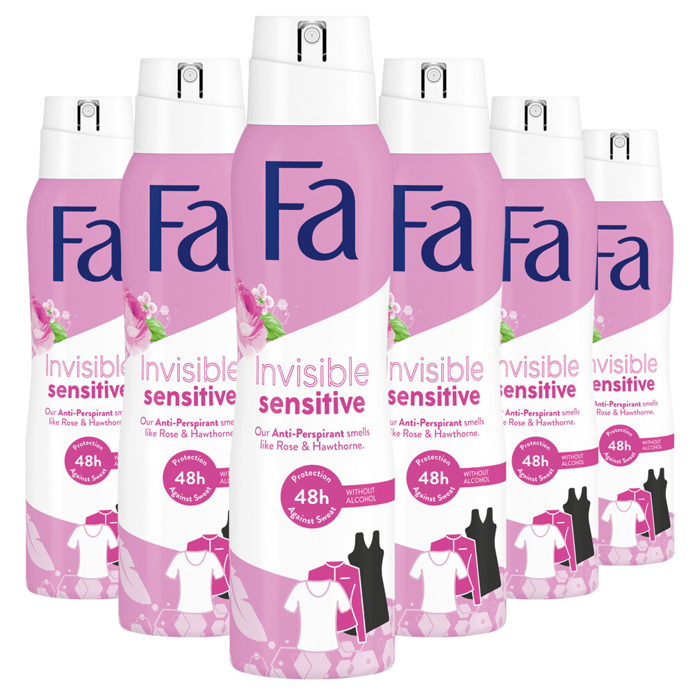 6x Fa Deodorant Spray Invisible Sensitive 150 ml