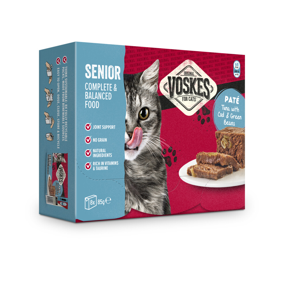 8x Voskes Paté Senior Tonijn met Kabeljauw&Sperziebonen 8 x 85 gr