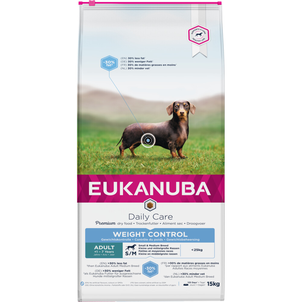 Eukanuba Adult Weight Control Small-Mediumbreed Kip Hondenvoer 15 kg