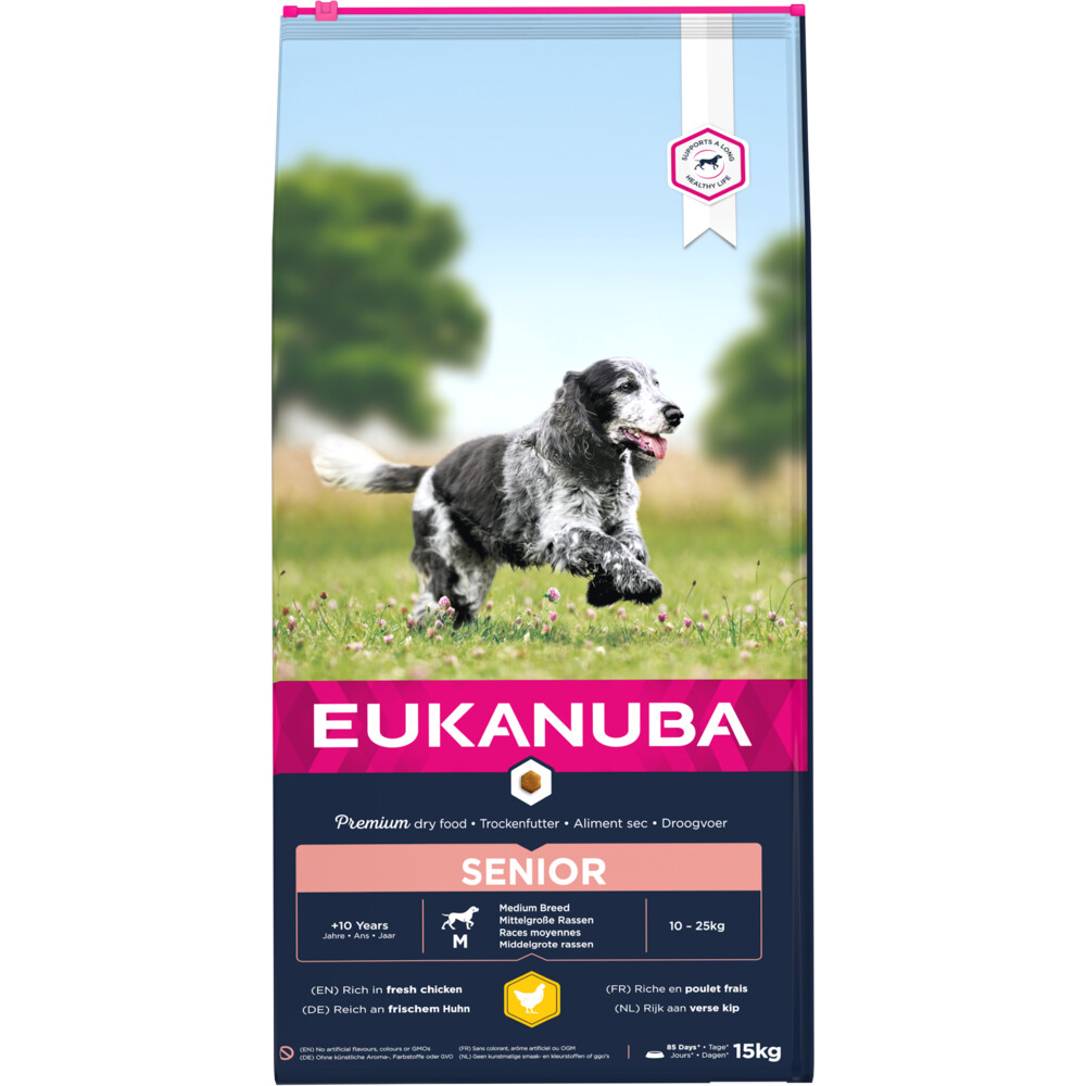 Eukanuba Caring Senior Medium Breed Kip 15 kg Hondenvoer