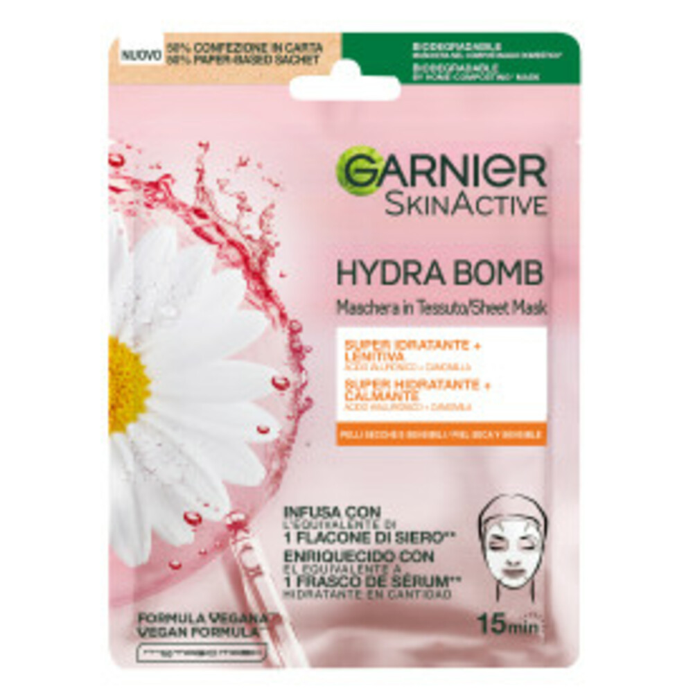 3x Garnier SkinActive Hydra Bomb Tissue Masker met Kamille en Hyaluronzuur