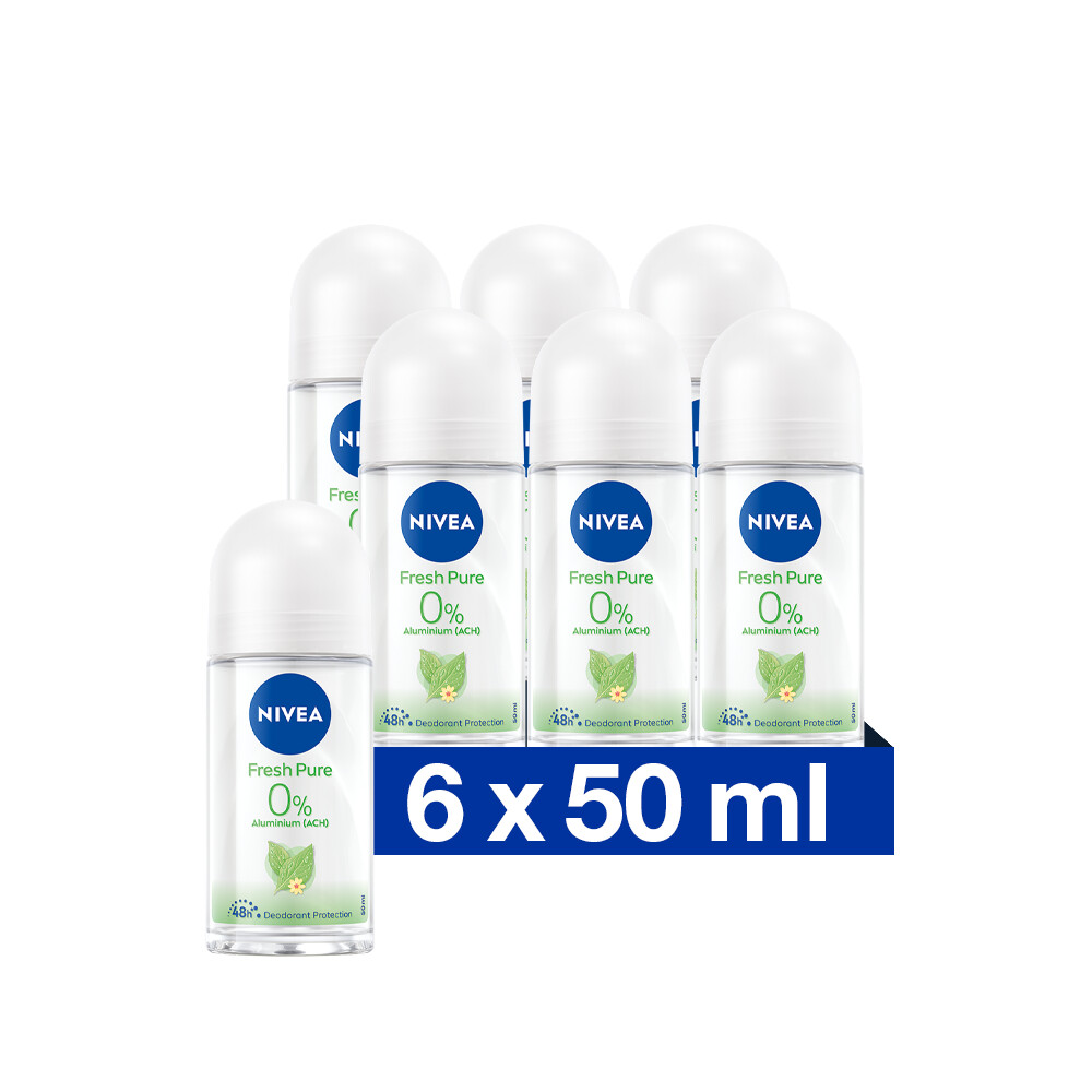 6x Nivea Deodorant Roller Pure&Natural Jasmine 50 ml