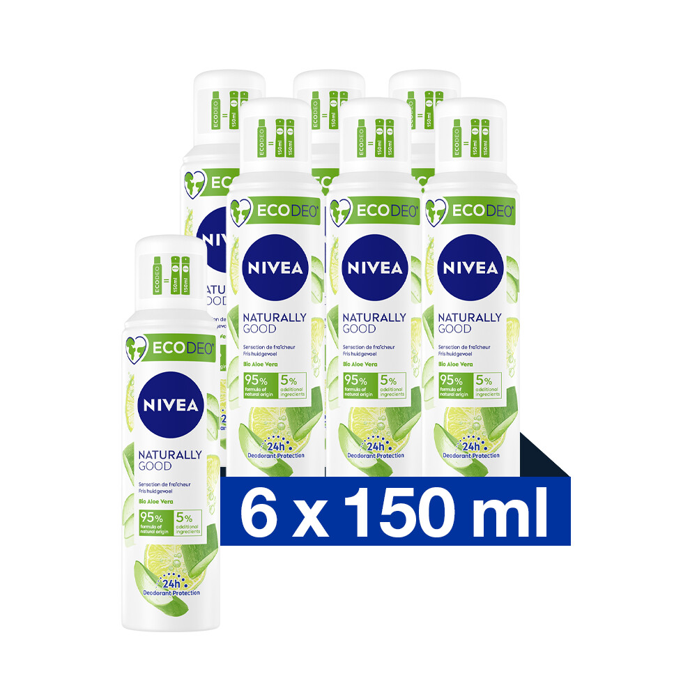6x Nivea Deodorant Spray Naturally Good Aloe Vera 125 ml