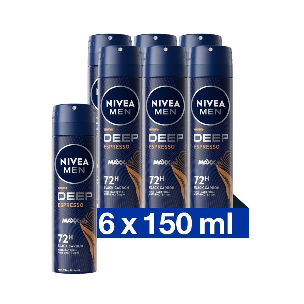 6x Nivea Deep Espresso Anti Transpirant Spray 150 ml