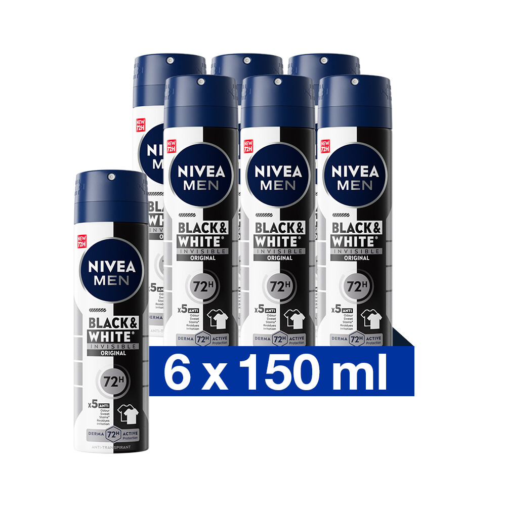 MEN Invisible black & white deodorant spray- voordeelverpakking 5+1 gratis