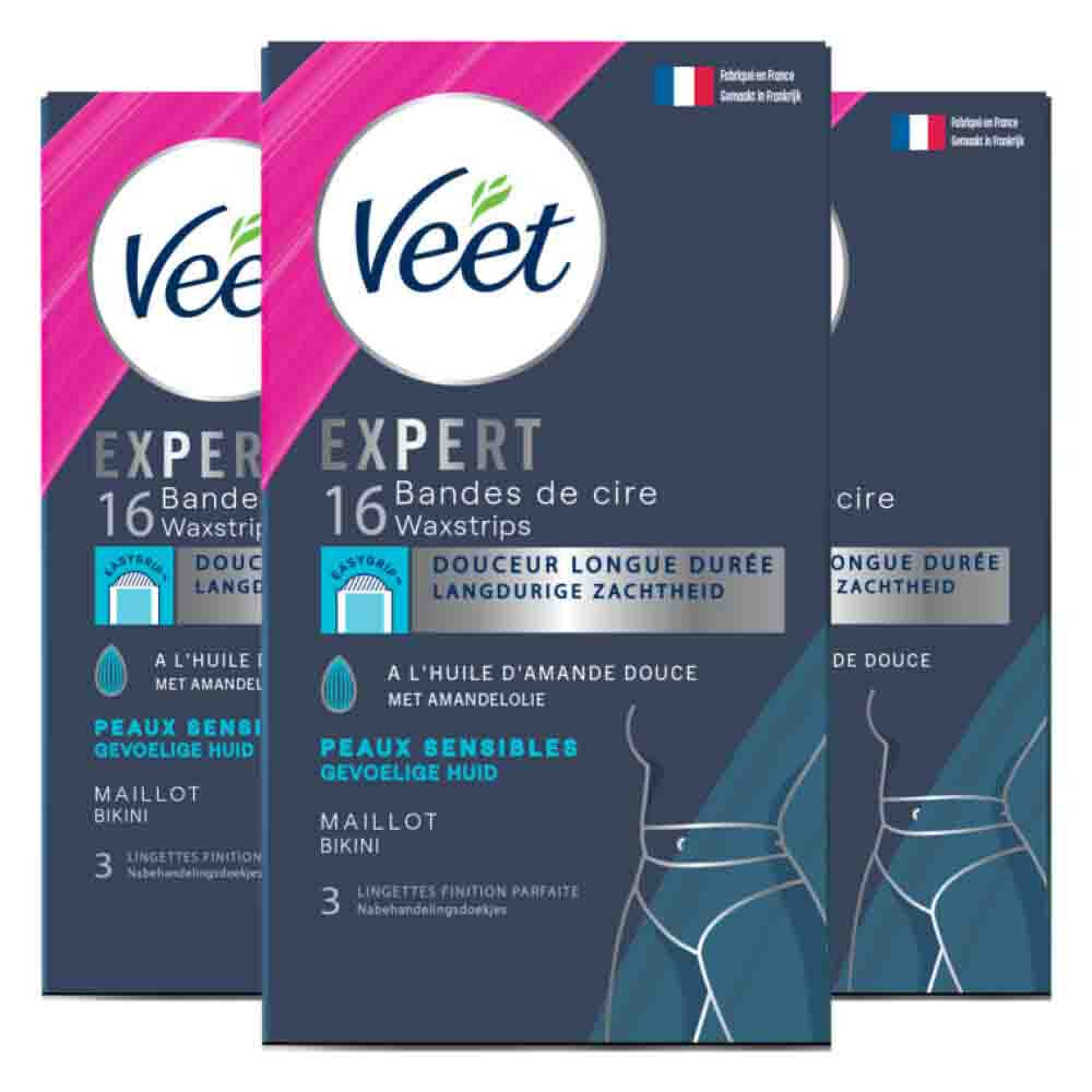 3x Veet Expert Koude Waxstrips Bikini Sensitive 16 stuks