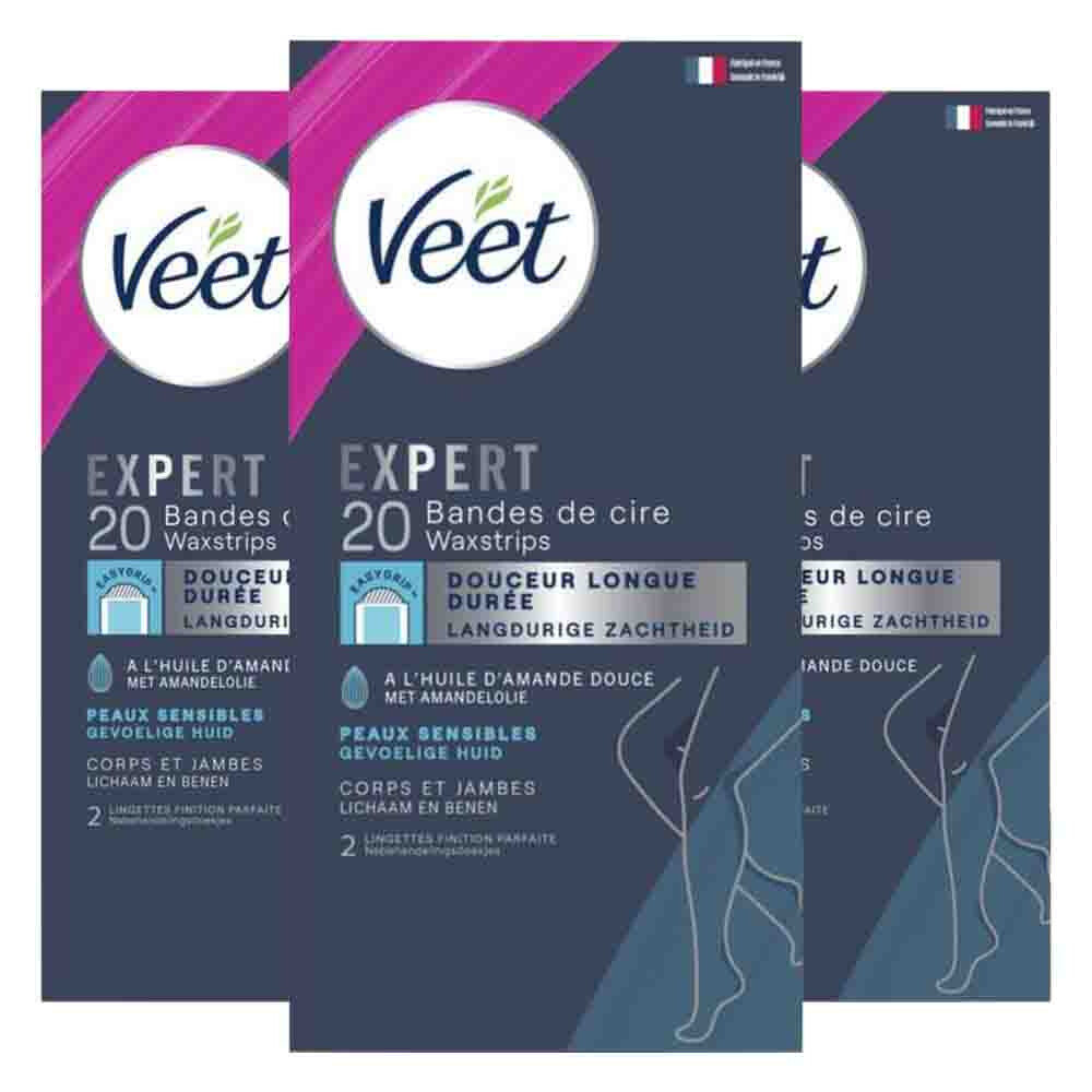 3x Veet Expert Koude Waxstrips Benen Sensitive 20 stuks