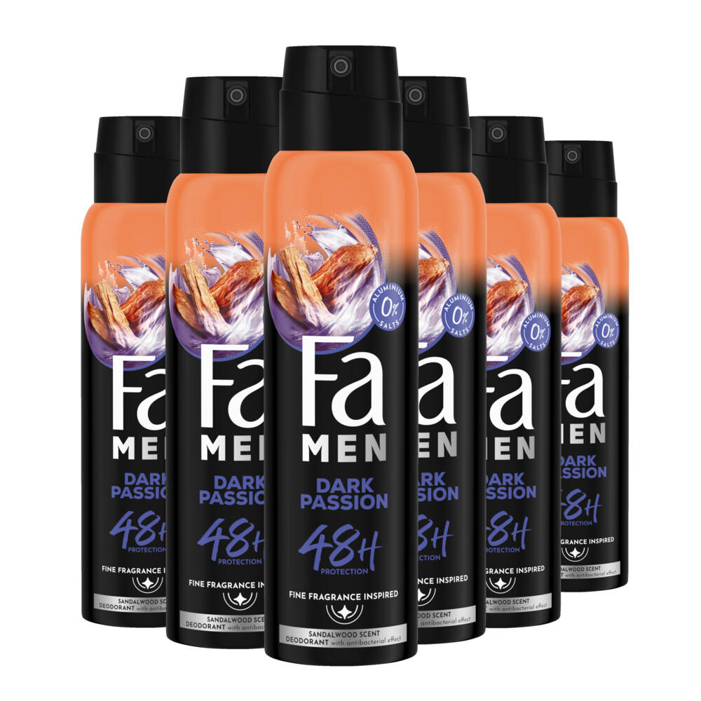 6x Fa Men Deodorant Spray Dark Passion 150 ml