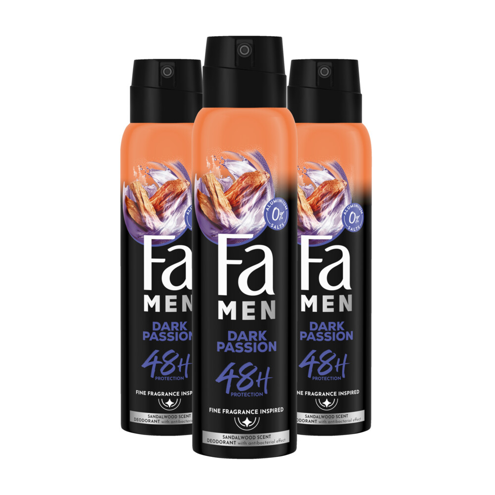 3x Fa Men Deodorant Spray Dark Passion 150 ml