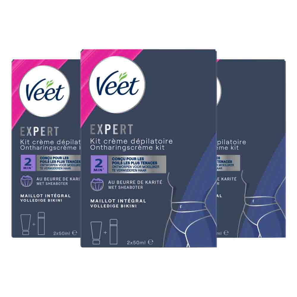 3x Veet Expert Ontharingscrème Bikini Kit 2 x 50 ml