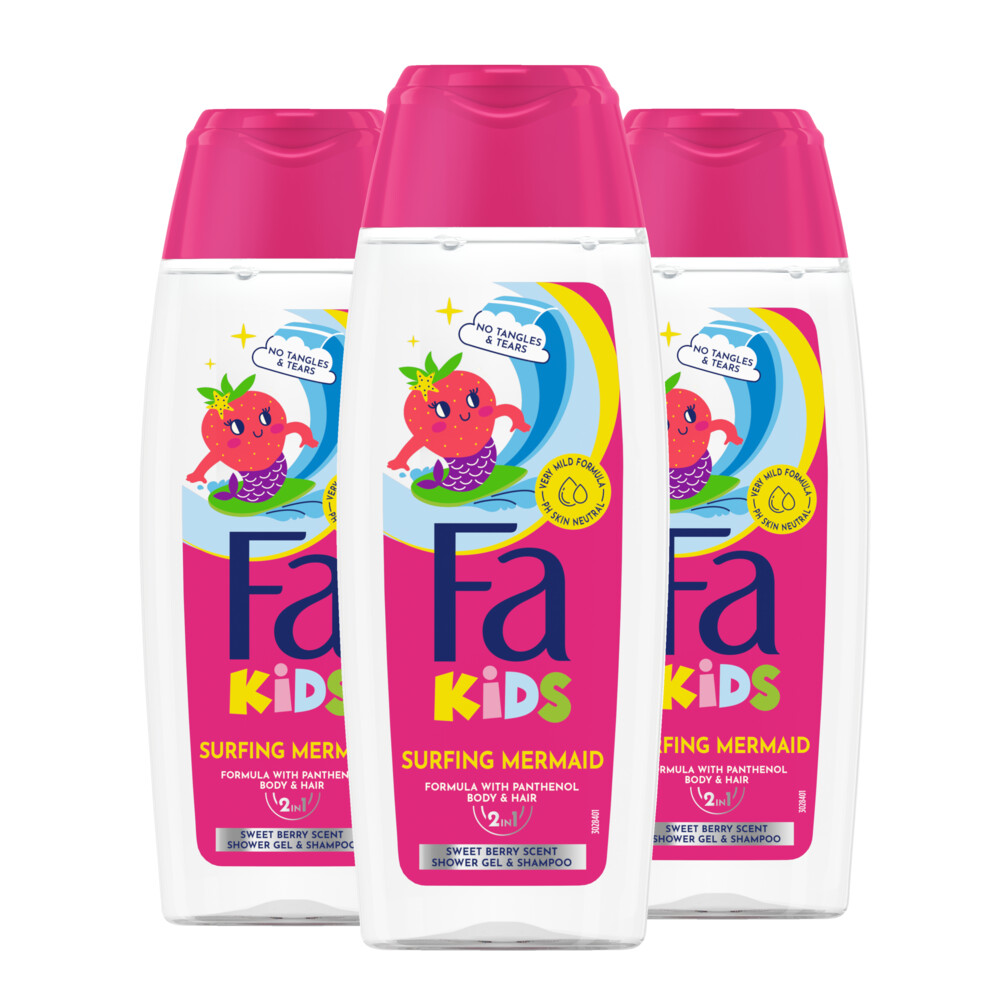 Fa 3x  Douchegel&Shampoo Kids Surfing Mermaid 250 ml