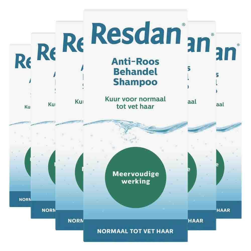 6x Resdan Shampoo Anti-Roos Normaal tot Vet Haar 125 ml