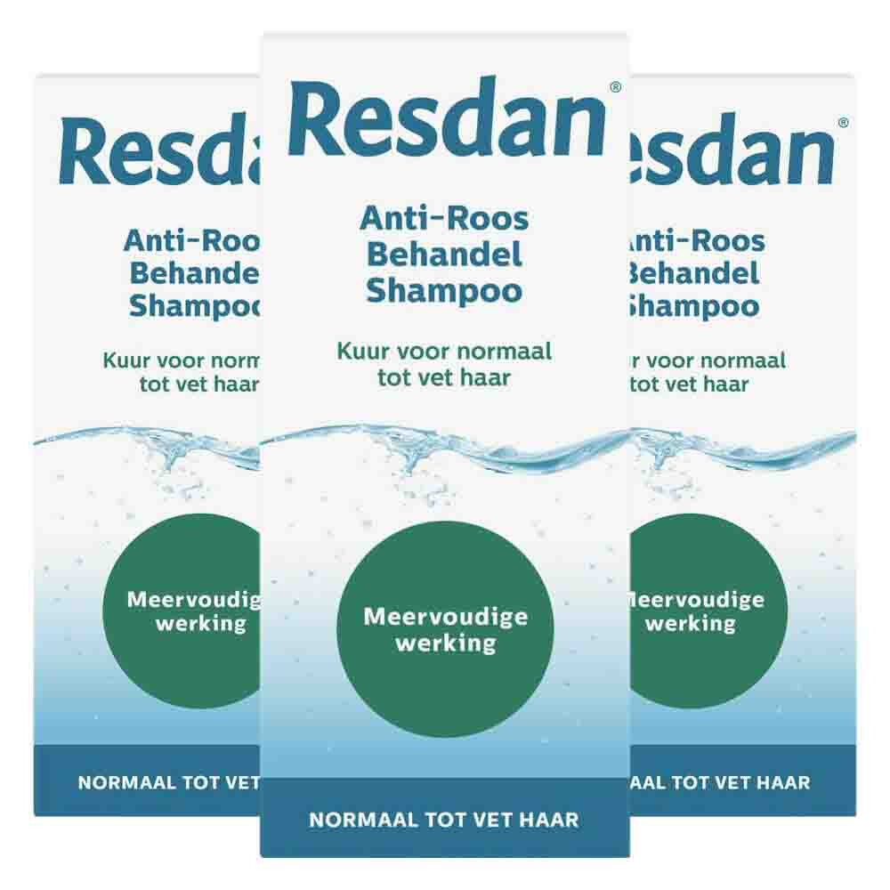 3x Resdan Shampoo Anti-Roos Normaal tot Vet Haar 125 ml