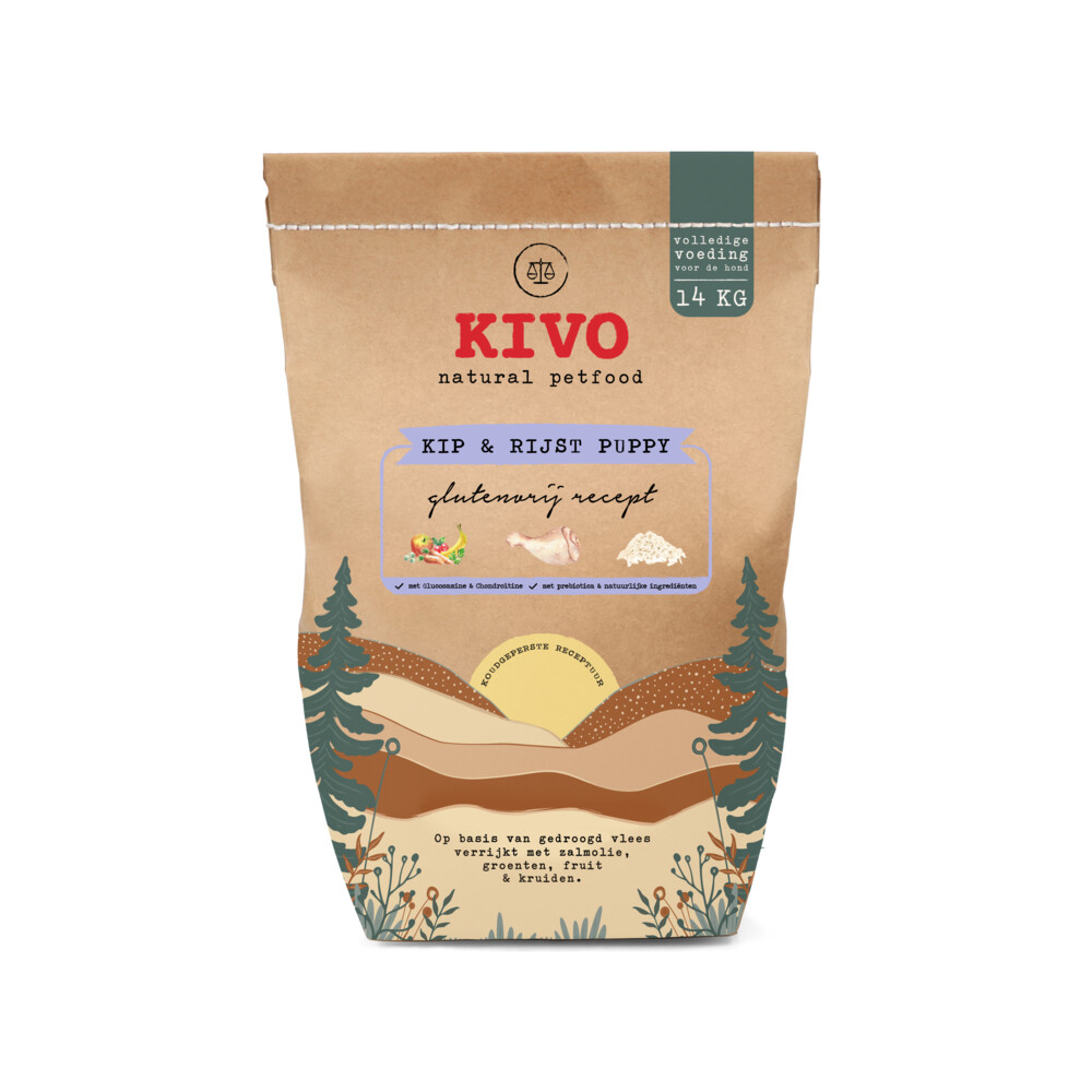 Kivo Kip&Rijst Puppy Glutenvrij 14 kg